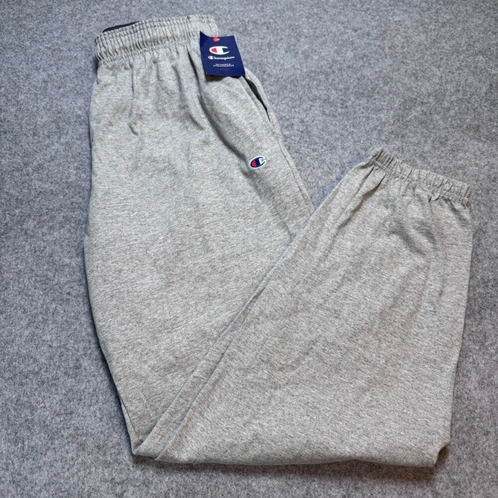 Champion Men’s Jersey Jogger Pants Large Oxford Gray Closed Bottom NWT